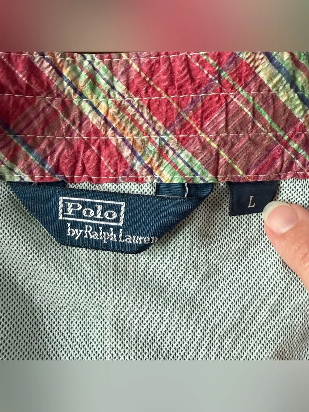 Polo Ralph Lauren Mens Board Shorts Green Large Mesh Lined Swim Trunks Vintage